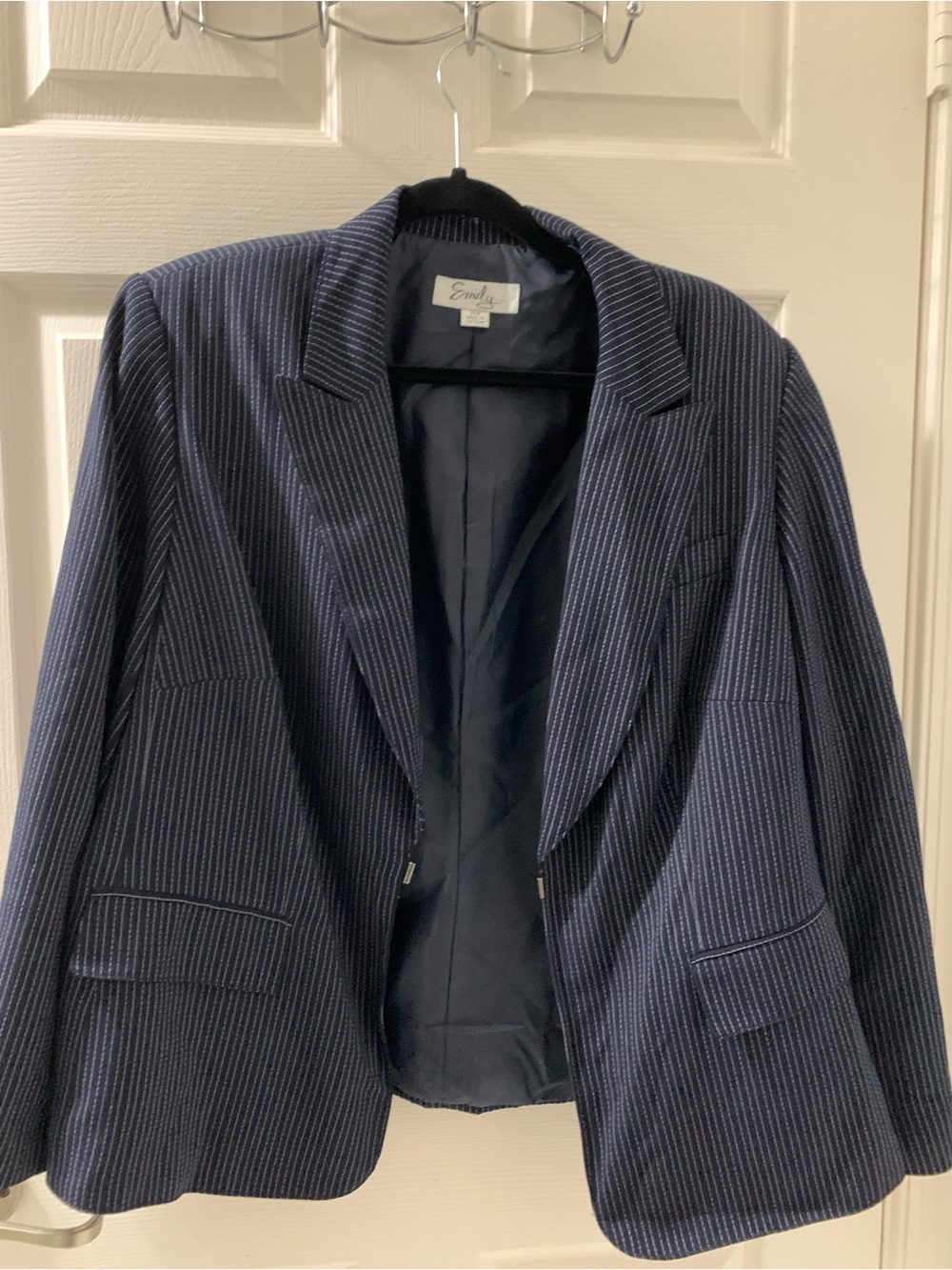 Emily Navy Pinstripe Blazer Jacket